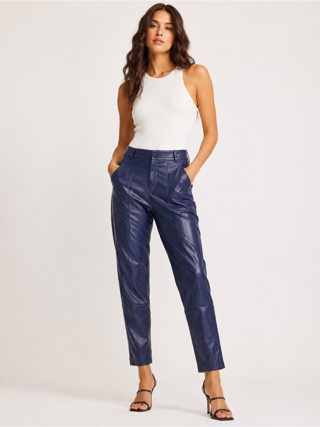 Ronny Kobo Collective Katie Navy Faux Leather Pants Size 2